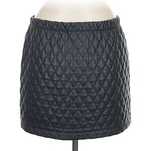 BCBGMAXAZRIA Faux Leather Black Quilted Women's Skirt